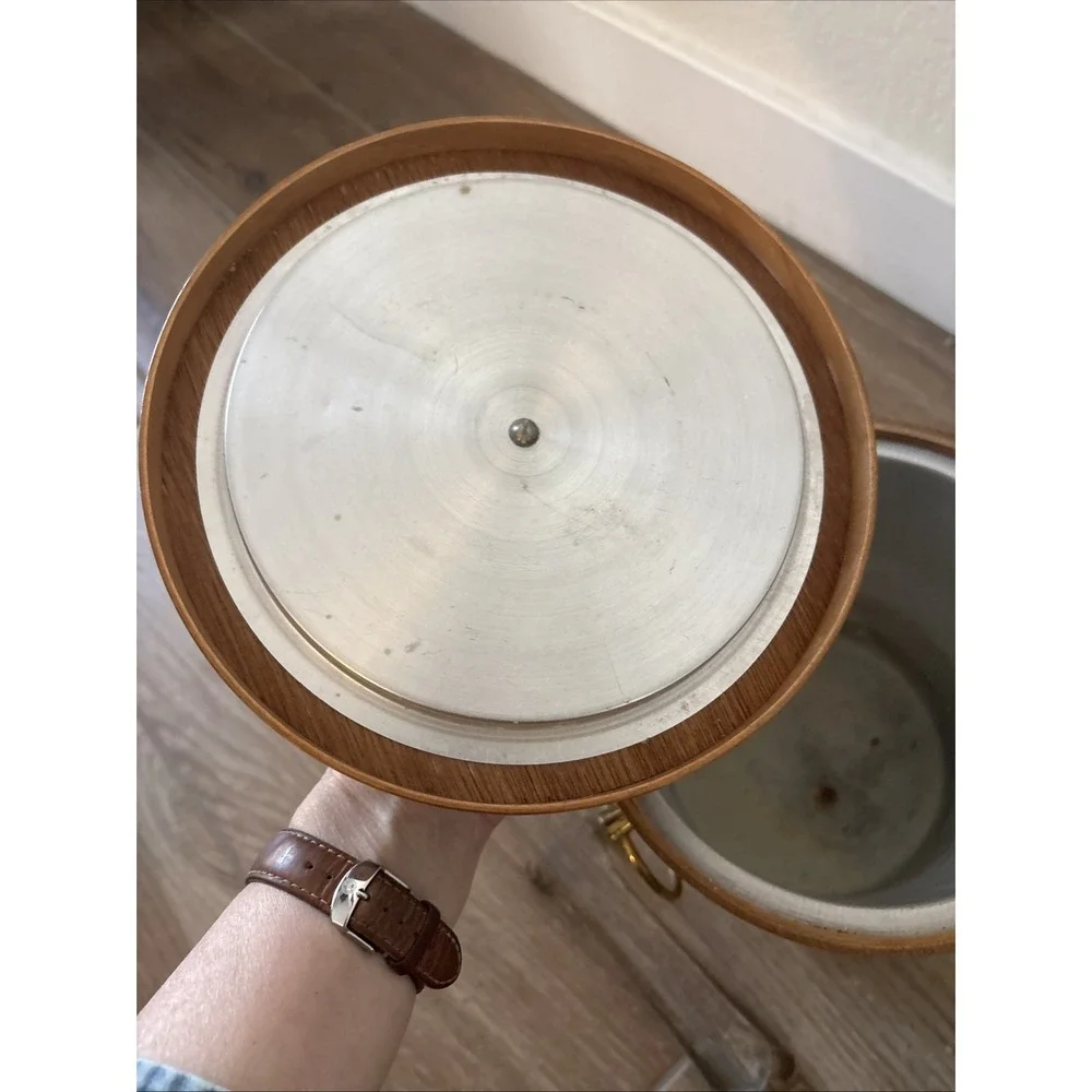 Vintage Mid Century Danish Modern Teak Ice Bucket Retro Bar‎ 10